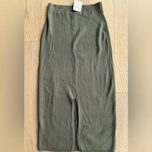 NWT Free People Ribbed Olive Green Midi Skirt